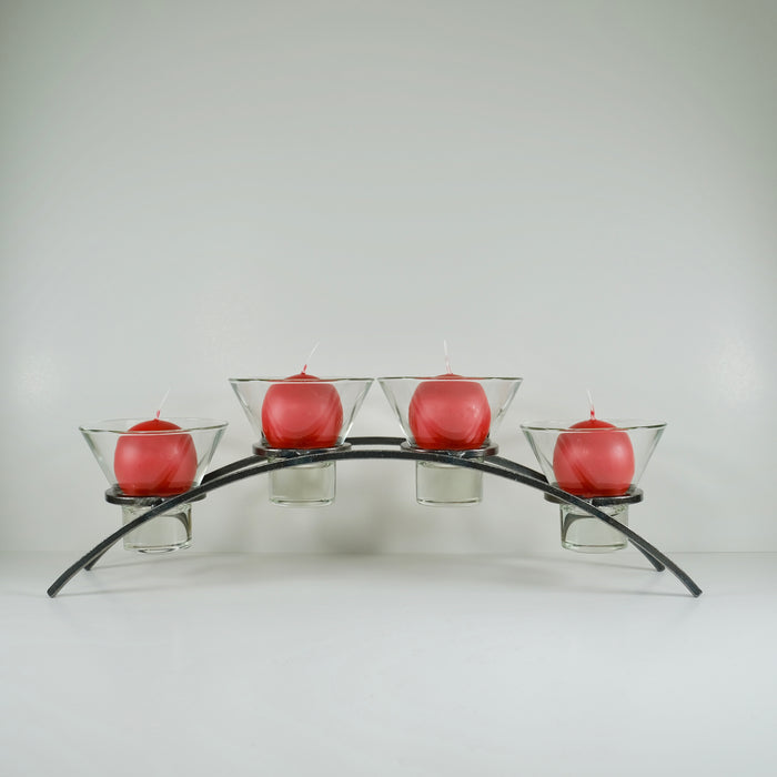 Iron Candleholder with Glass Cups