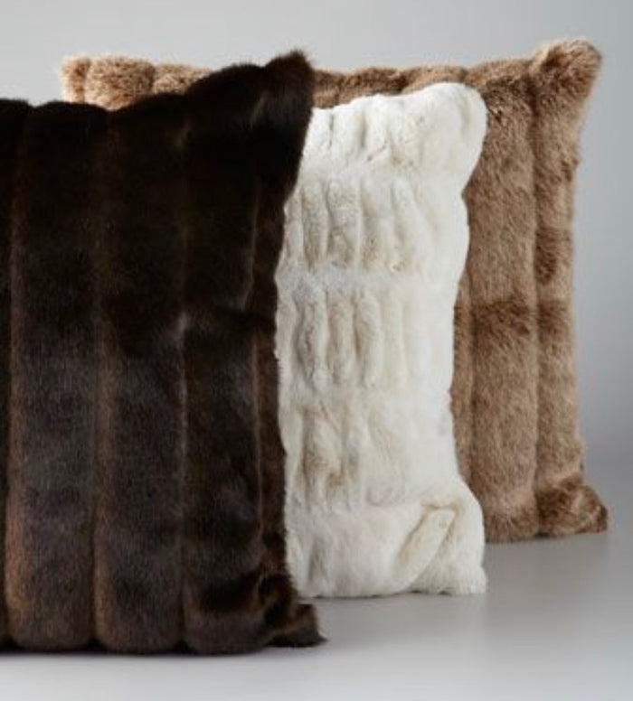 Ivory mink faux pillow