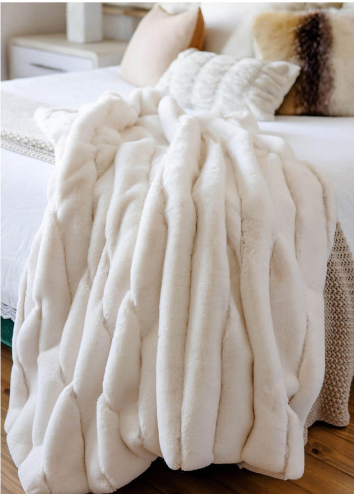 Ivory Posh Faux Fur Throw