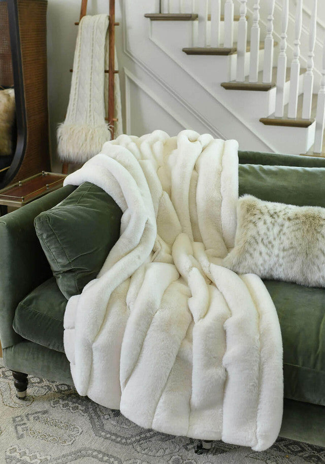 Ivory Posh Faux Fur Throw