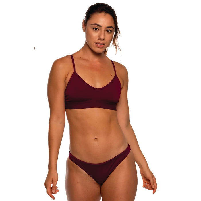 Jolyn Solid Midl Bikini Bottom cabernet