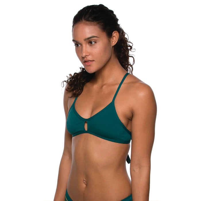 Jolyn Solid Vent Bikini Top peacock