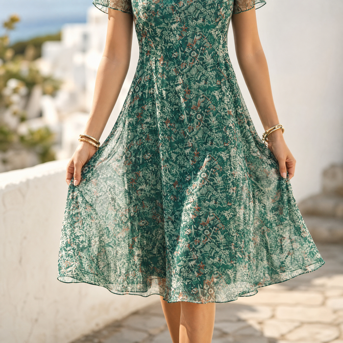 Kynara - Flutter-Sleeve Midi Dress for Easy Summer Elegance