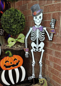 Large Tuxedo Skeleton Halloween Metal Outdoor Stake or Hang