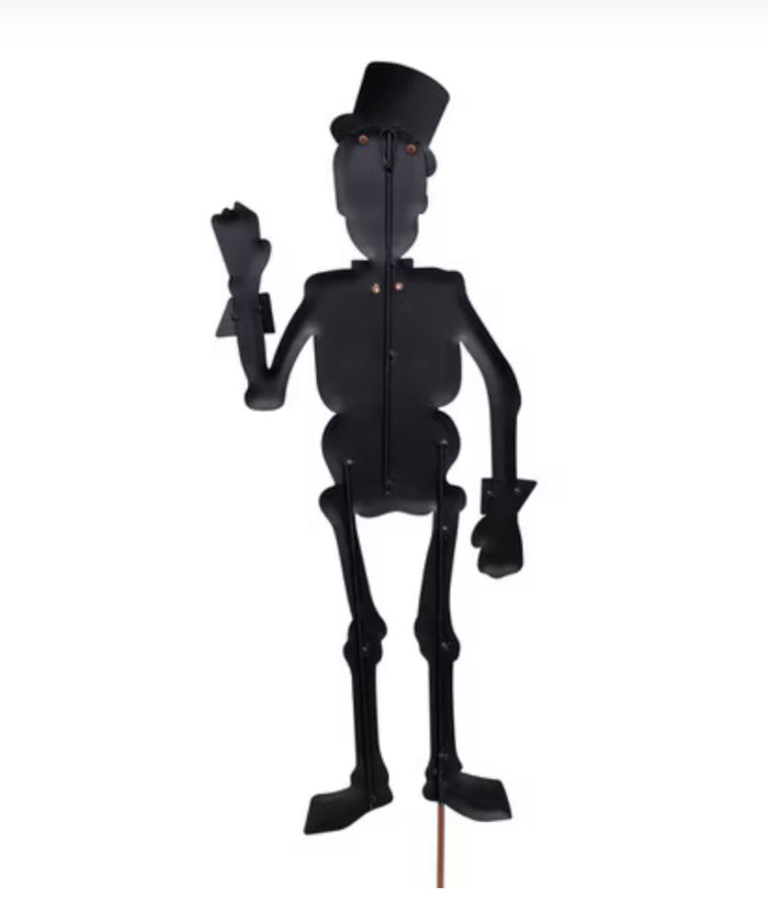 Large Tuxedo Skeleton Halloween Metal Outdoor Stake or Hang