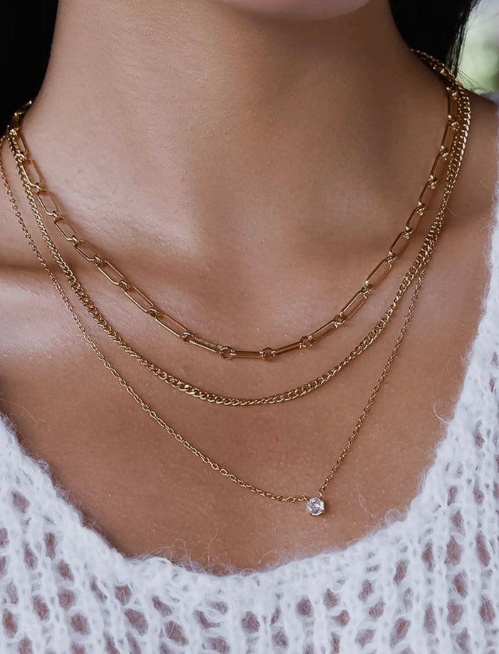 Layered CZ Chain Necklace