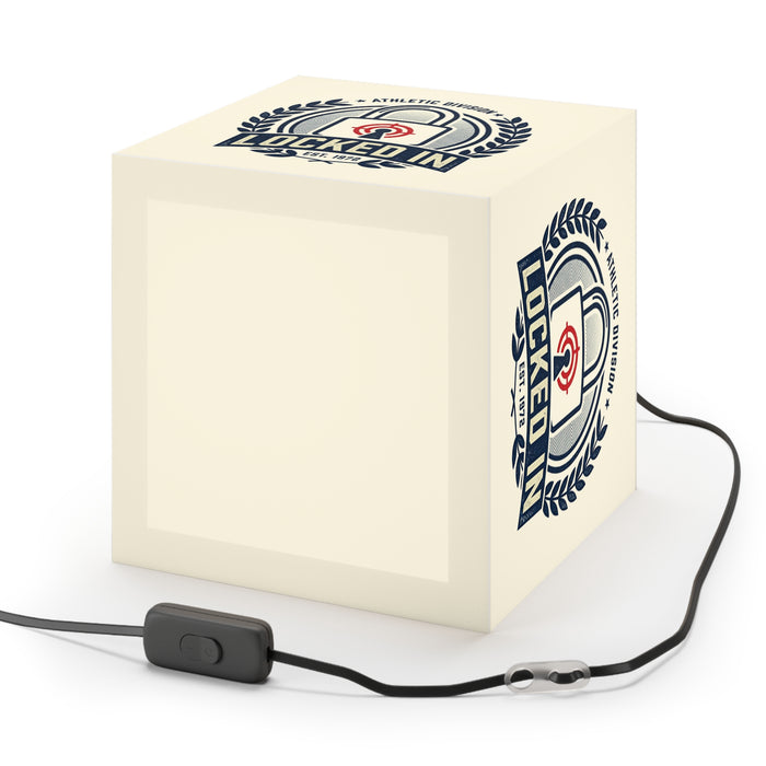 Light Cube Lamp — "Locked In" Athletic Badge Ambient Night Light