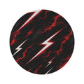 Lightning Bolt Round Rug — Red Storm Pattern Accent Rug