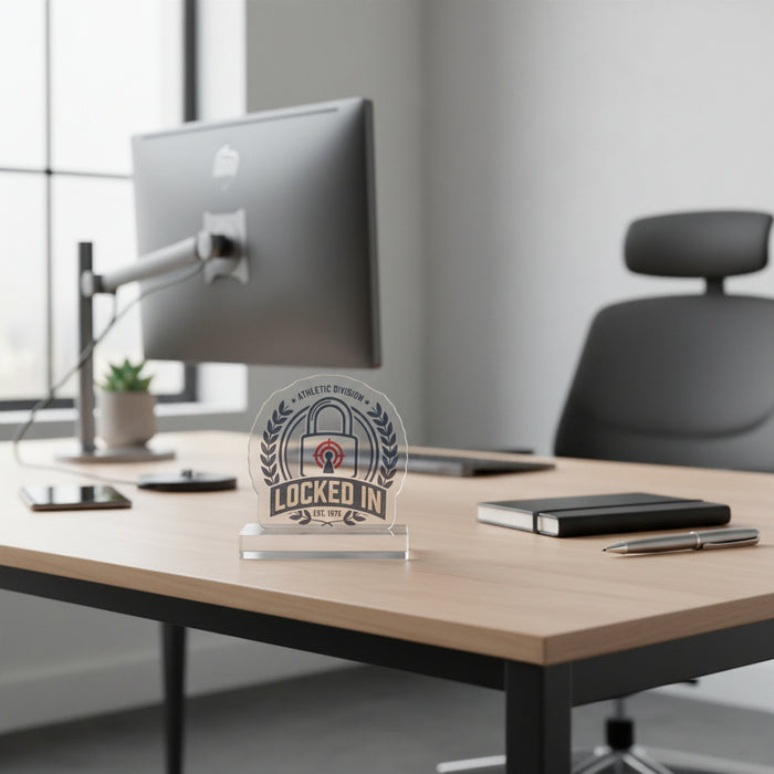 Locked In Custom Cut Standee — Personalized Display Stand