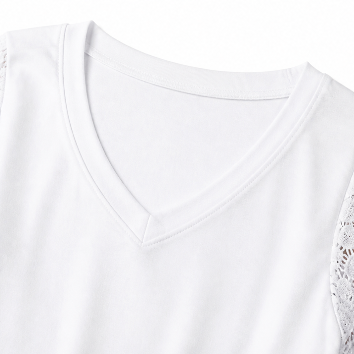 Lumeya – Crochet Lace Sleeve V-Neck Top