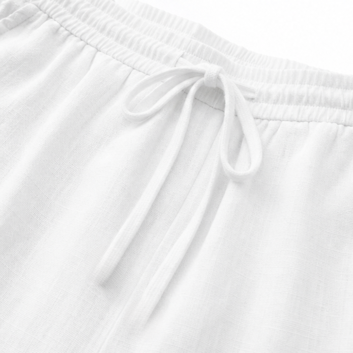 Lyriva – Women's Capri Pants with Drawstring Waist, Pockets and Button-Slit Hem
