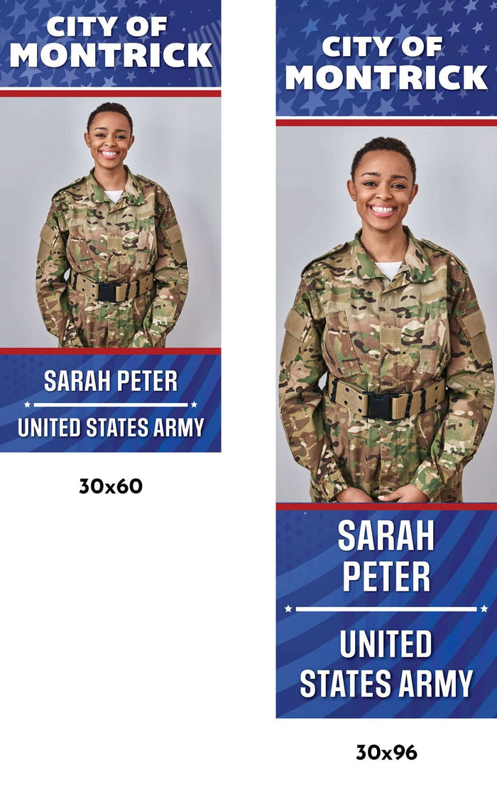 Military Banner - Army Blue Background Single Vinyl Banner Dekra-Lite