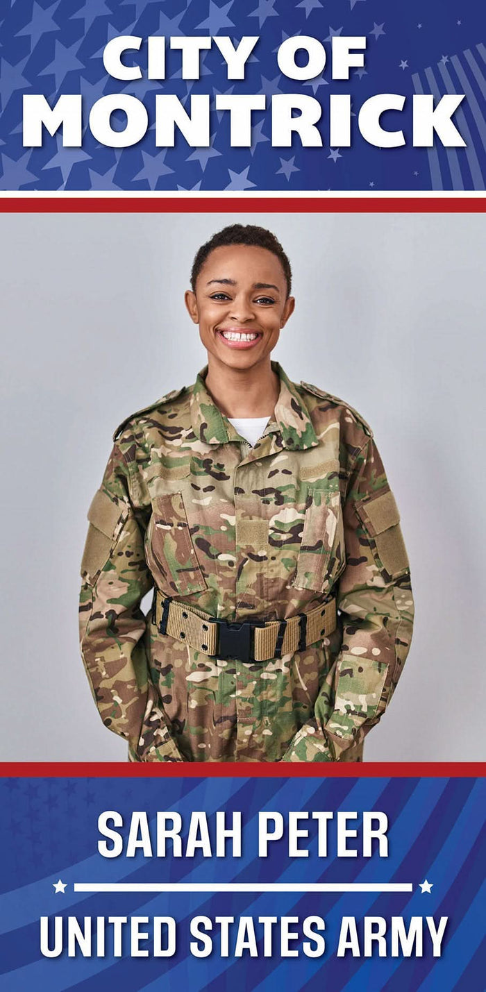 Military Banner - Army Blue Background Single Vinyl Banner Dekra-Lite