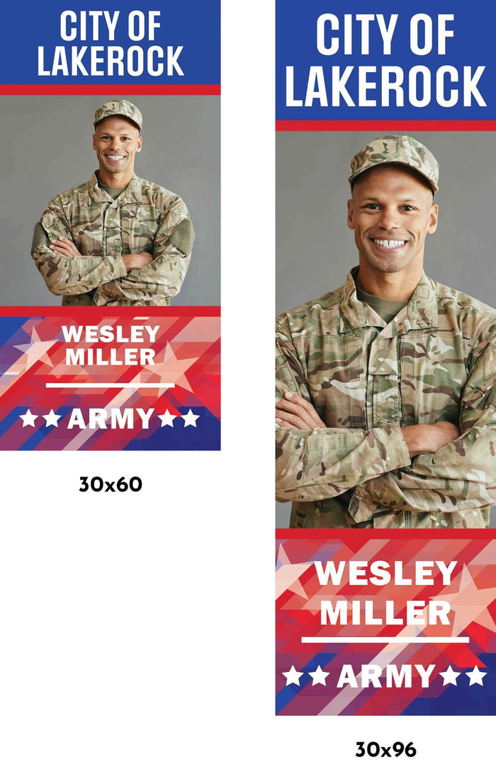 Military Banner - Army Red White Blue Background Single Vinyl Banner Dekra-Lite