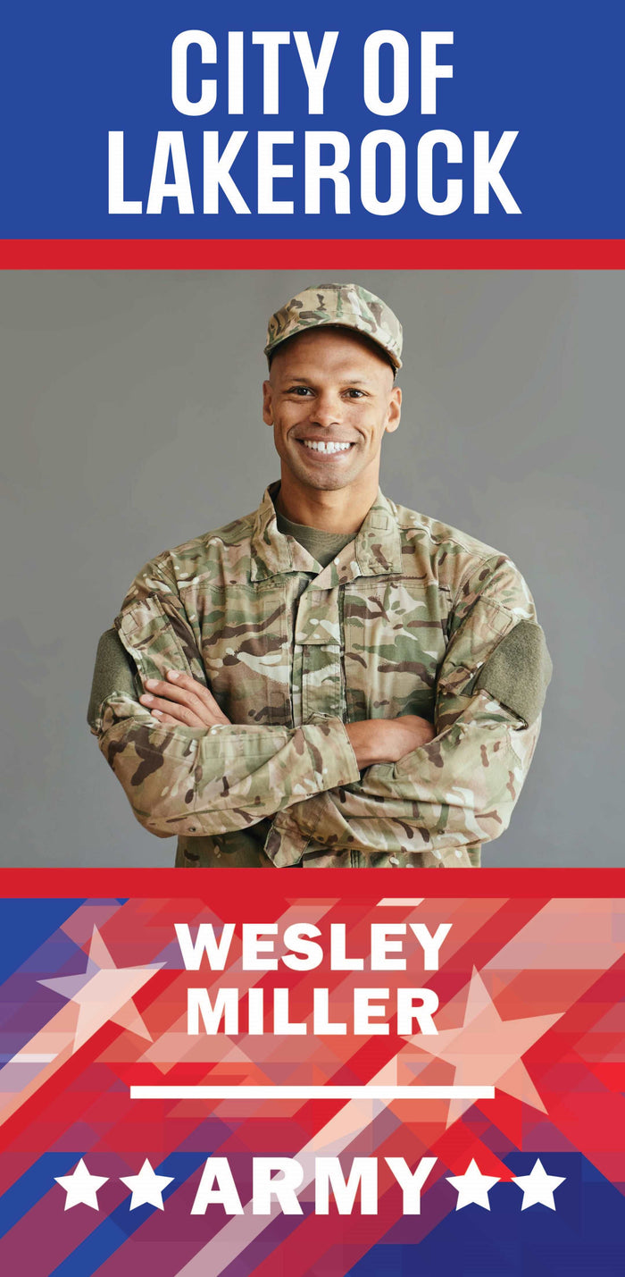 Military Banner - Army Red White Blue Background Single Vinyl Banner Dekra-Lite