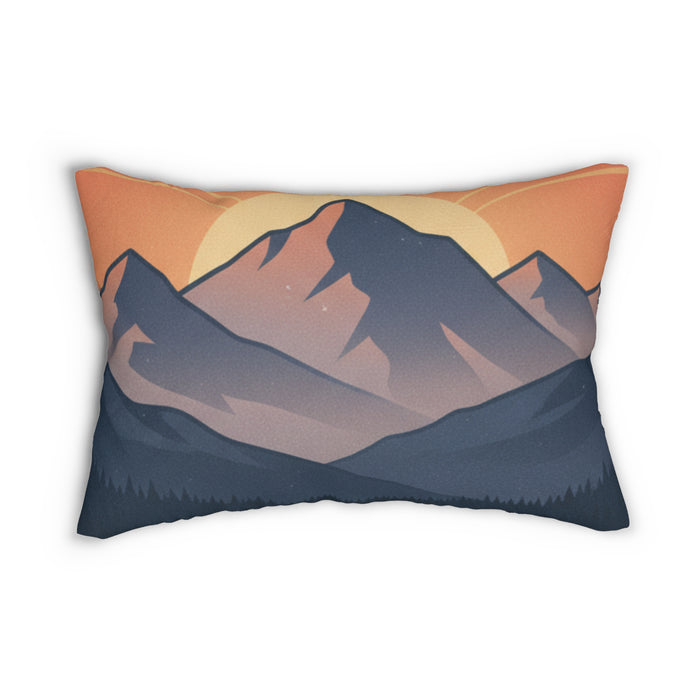 Mountain Sunrise Lumbar Pillow — Sunset Mountain Landscape Decorative Pillow