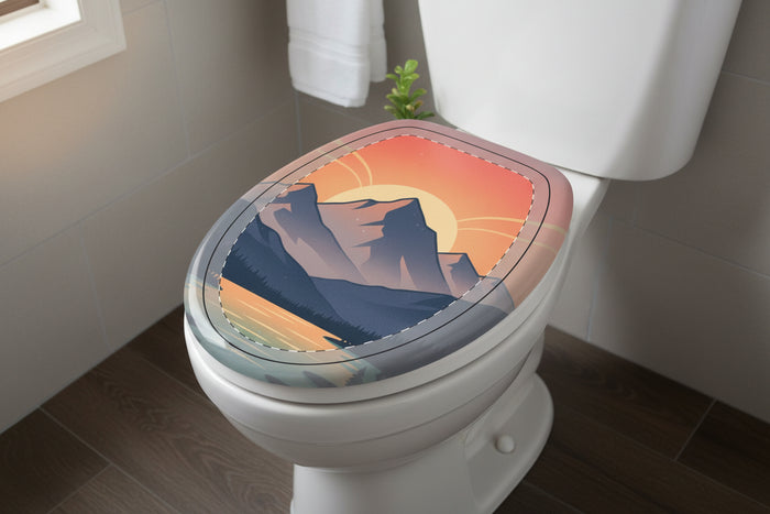 Mountain Sunset Toilet Three-Piece Set — Scenic Bathroom Decor