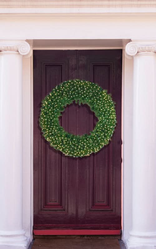 Dekra-Lite Natural Mountain Pine Wreath on Door