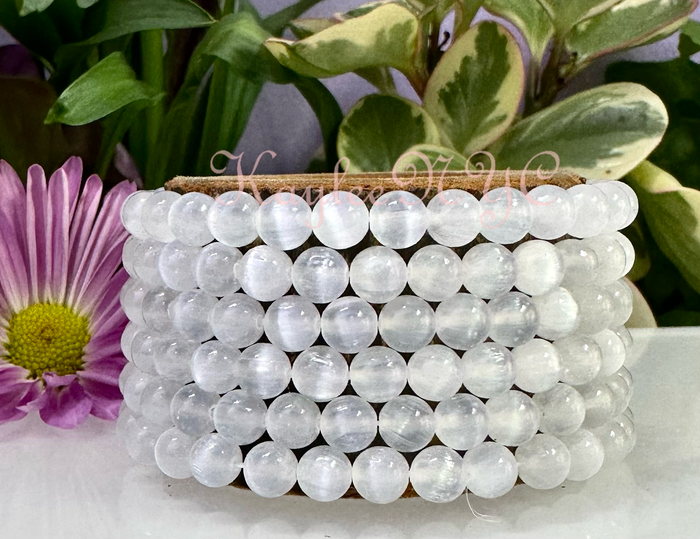Natural Selenite 6mm 7.5” Stretch Bracelet