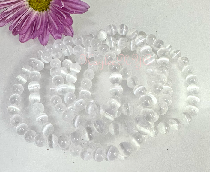 Natural Selenite 6mm 7.5” Stretch Bracelet