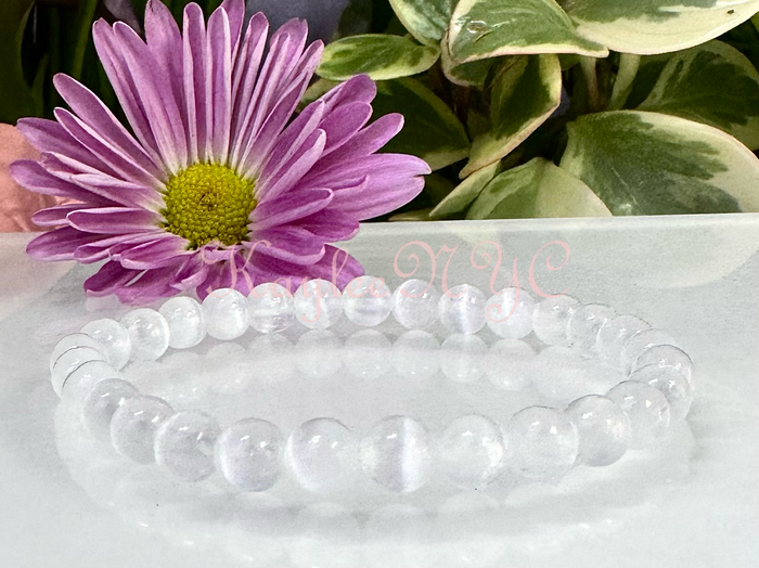 Natural Selenite 6mm 7.5” Stretch Bracelet