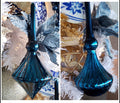 Navy/Blue Glass Elegant Set of 2 Ornaments Christmas