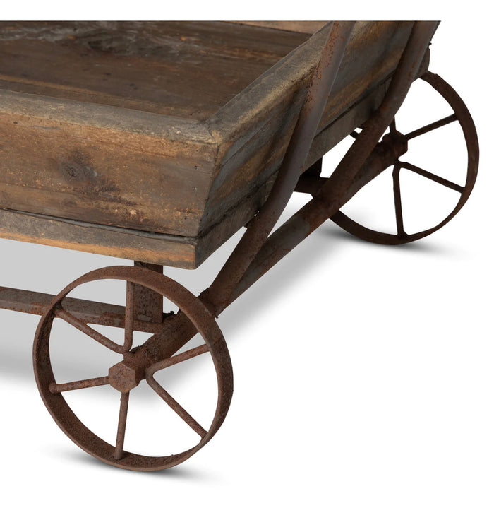 New! Wooden and Iron Garden Wagon Cart