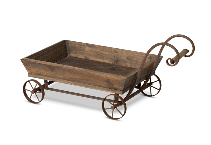 New! Wooden and Iron Garden Wagon Cart