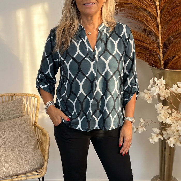 Nora – Women's Flowy Printed V-Neck Blouse