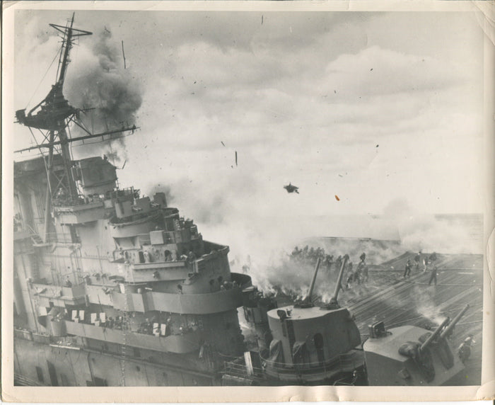 Official Navy Photo of WWII era USS Franklin (CV-13) Aircraft Carrier - Annapolis Maritime Antiques