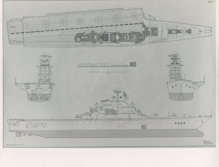 Official U.S. Navy photo of Soviet aircraft carrier Kiev underway. - Annapolis Maritime Antiques