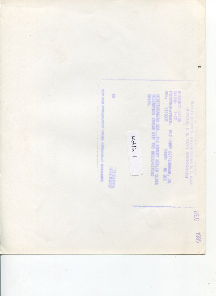 Official U.S. Navy photo of Soviet warship - Annapolis Maritime Antiques