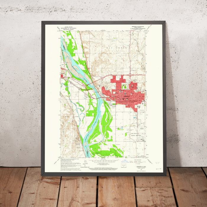 Old Map of Bismarck, North Dakota by USGS, 1964 – Mandan, Missouri River & Fort Lincoln Military Park