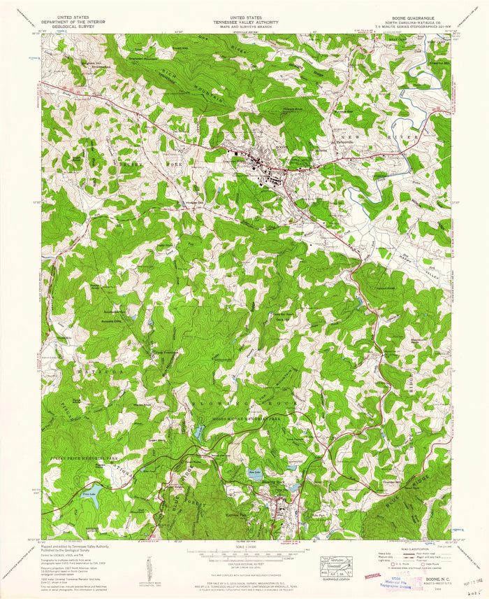 Old Map of Boone, North Carolina by USGS, 1959 – Blowing Rock, Blue Ridge Parkway & Grandfather Mountain