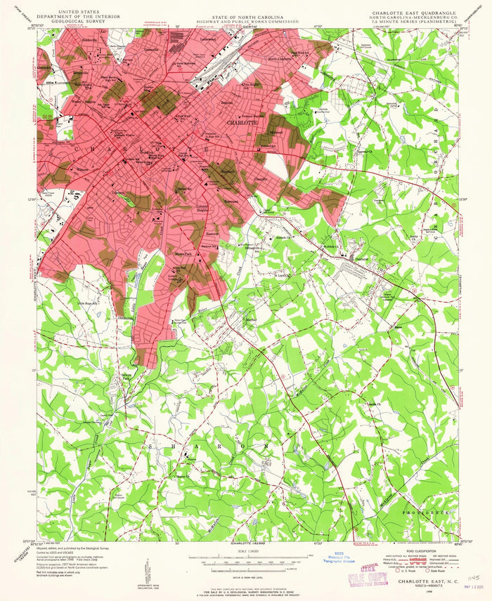 Old Map of Charlotte, North Carolina by USGS, 1948 – Matthews, Mint Hill & Mecklenburg County