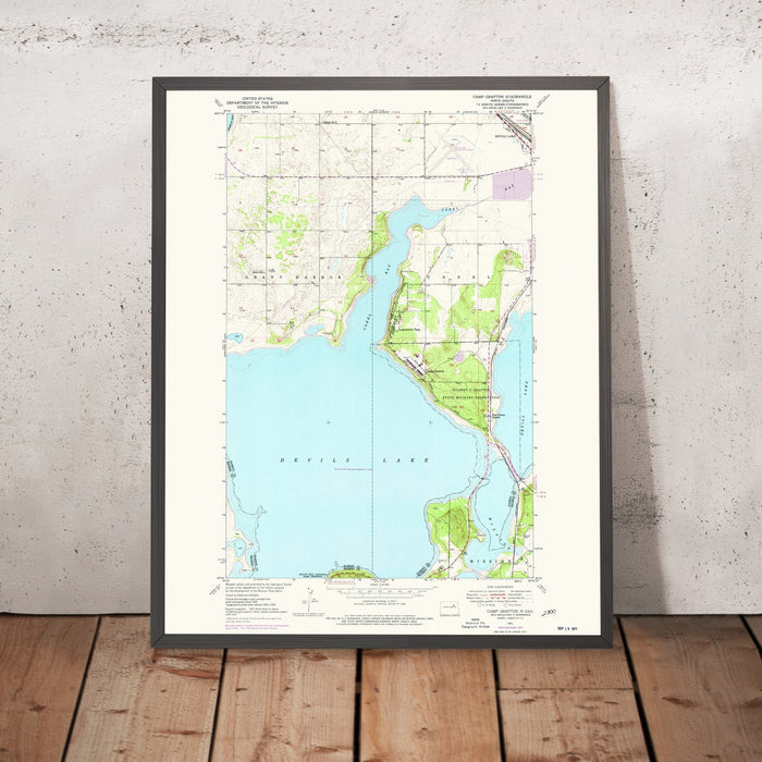 Old Map of Devils Lake, North Dakota, 1951 by USGS – Camp Grafton & Grand Harbor