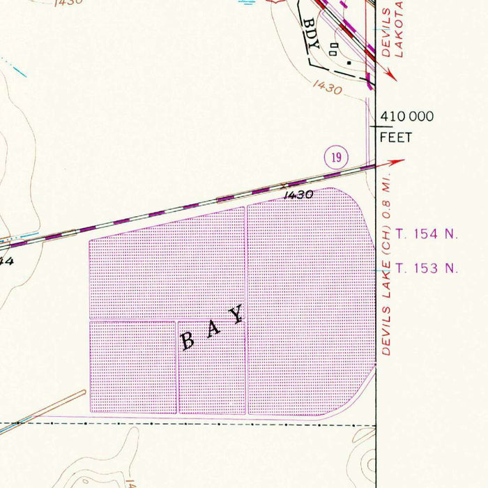 Old Map of Devils Lake, North Dakota, 1951 by USGS – Camp Grafton & Grand Harbor