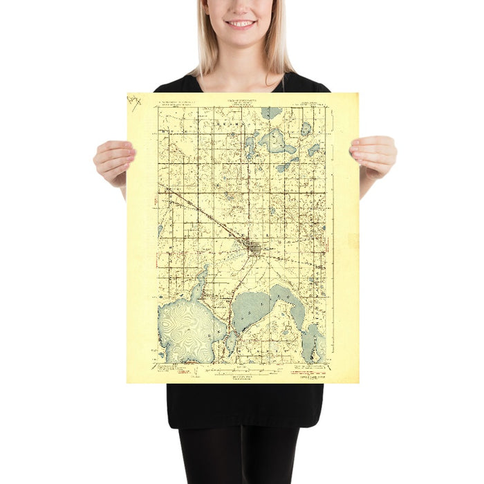 Old Map of Devils Lake, North Dakota by USGS, 1931 – Lake Irvine, Dry Lake & Freshwater Lake