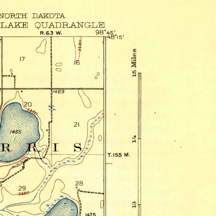 Old Map of Devils Lake, North Dakota by USGS, 1931 – Lake Irvine, Dry Lake & Freshwater Lake