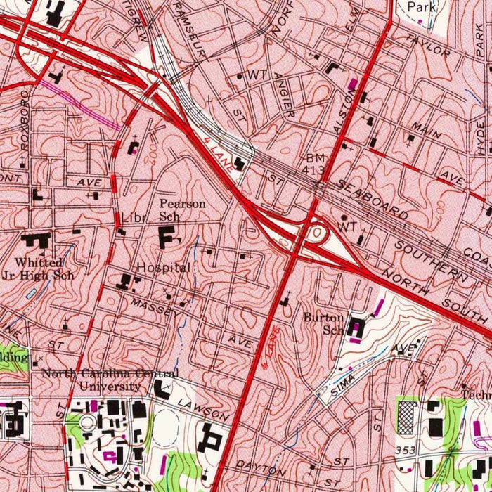 Old Map of Durham, North Carolina by USGS, 1973 – Research Triangle Park & Duke Forest