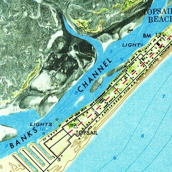 Old Map of Figure Eight Island, North Carolina by USGS, 1970 – Rich Inlet & Intracoastal Waterway