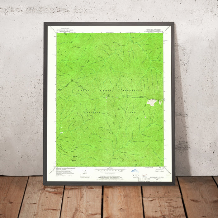 Old Map of Great Smoky Mountains, Tennessee by USGS, 1964 – Silers Bald, Clingmans Dome & Gatlinburg