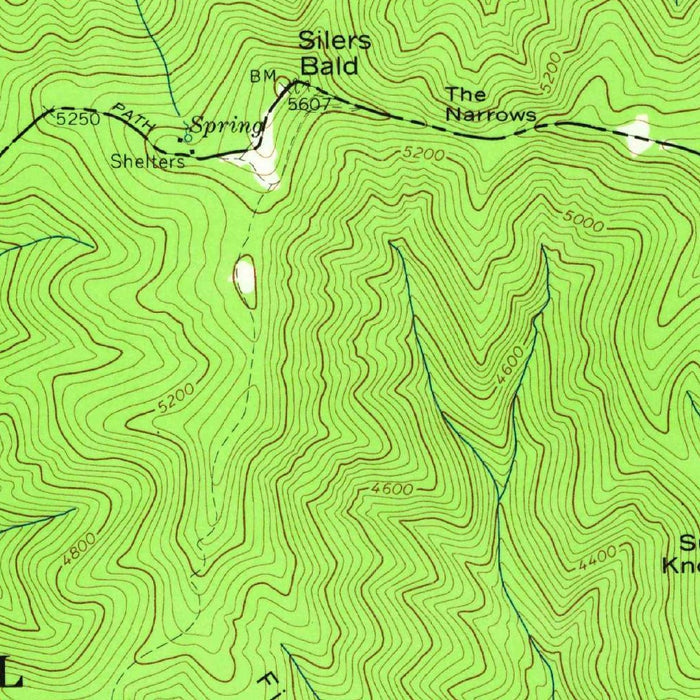 Old Map of Great Smoky Mountains, Tennessee by USGS, 1964 – Silers Bald, Clingmans Dome & Gatlinburg