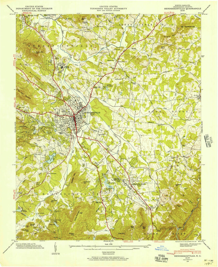 Old Map of Hendersonville, North Carolina, 1946 by USGS – Flat Rock, Laurel Park & Lake Osceola