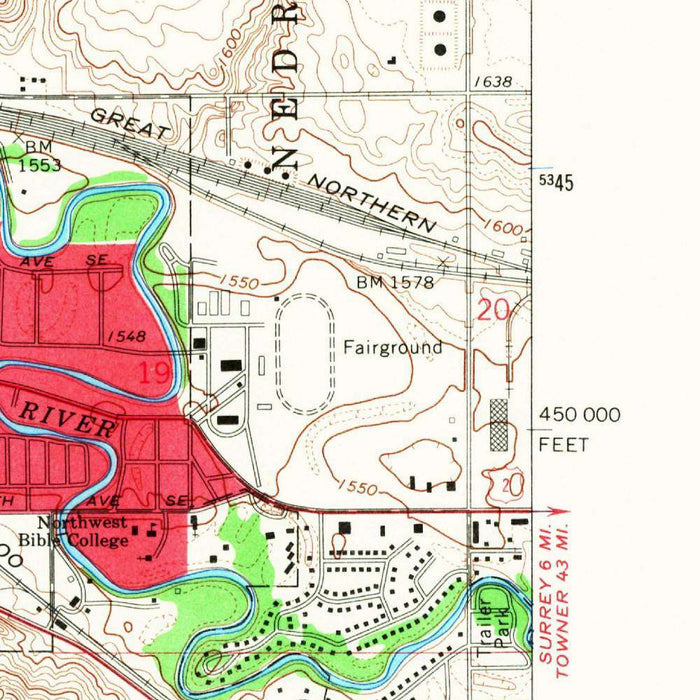 Old Map of Minot, North Dakota by USGS, 1966 – Afton & Souris River