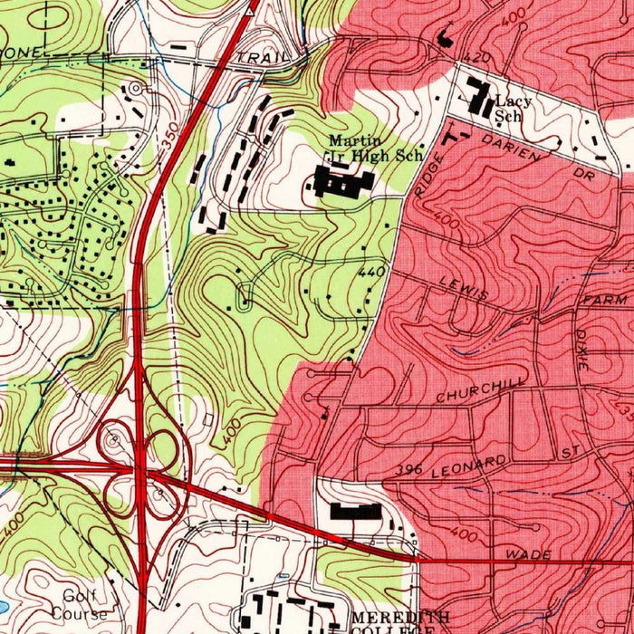 Old Map of Raleigh, North Carolina by USGS, 1968 – NC State University, Lake Johnson & Pullen Park