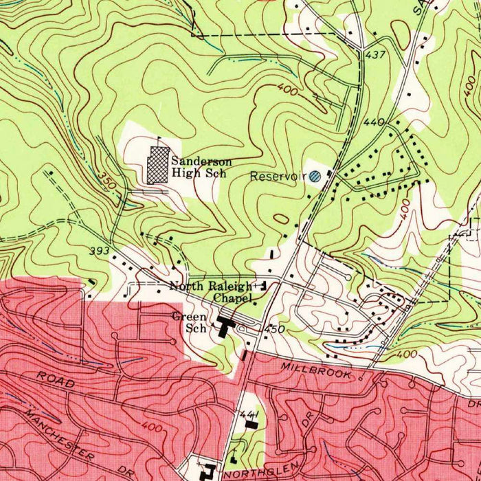 Old Map of Raleigh, North Carolina by USGS, 1968 – NC State University, Lake Johnson & Pullen Park