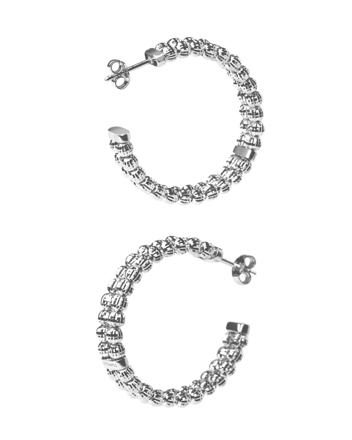 Orecchini Crystal 2 file in argento rodiato