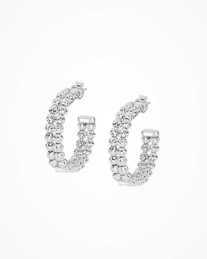 Orecchini in argento Crystal hoop a 2 file small placcati rodio