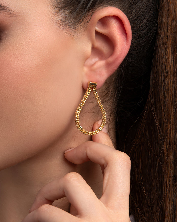 Orecchini Infinity Frames Drop in argento placcati oro